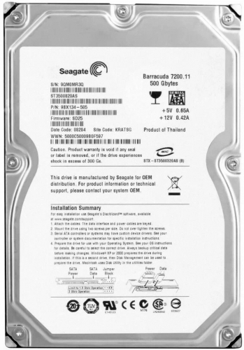 Жесткий диск Seagate 9BX134 500Gb SATAII 3,5" HDD