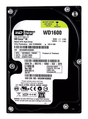 Жесткий диск Dell DC115 160Gb SATAII 3,5" HDD