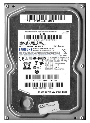 Жесткий диск HP 509559-001 160Gb 7200 SATAII 3.5" HDD