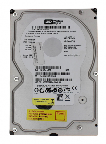 Жесткий диск HP 432394-001 250Gb  SATAII 3,5" HDD