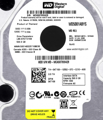 Жесткий диск Dell KT108 500Gb  SATAII 3,5" HDD