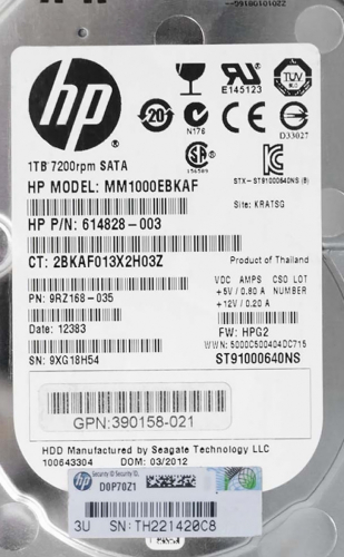 Жесткий диск HP MM1000EBKAF 1Tb  SATAII 2,5" HDD