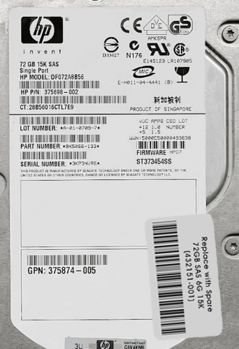 Жесткий диск HP 432151-001 72Gb 15000 SAS 3,5" HDD