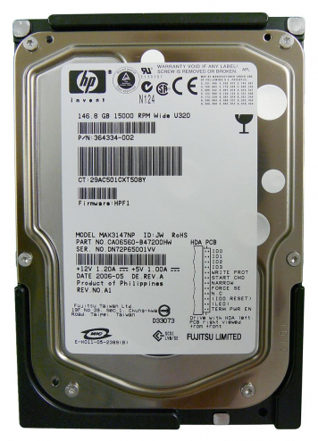 Жесткий диск HP 364334-002 146,8Gb  U320SCSI 3.5" HDD