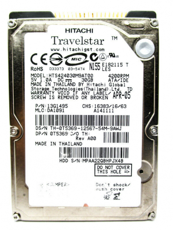 Жесткий диск Hitachi T5369 30Gb 4200 IDE 2,5" HDD