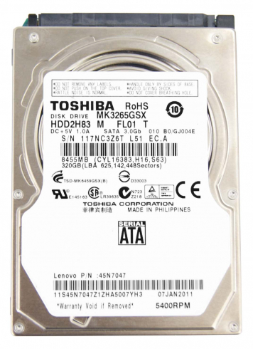 Жесткий диск Toshiba HDD2H83 320Gb 5400 SATAII 2,5" HDD