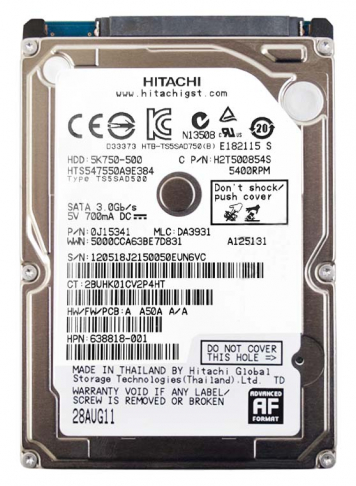 Жесткий диск Hitachi H2T500854S 500Gb 5400 SATAII 2,5" HDD