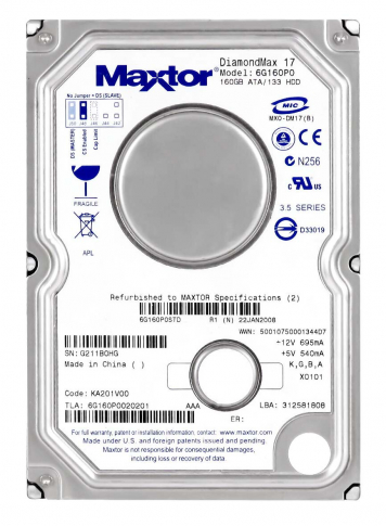 Жесткий диск Maxtor 6G160P0 160Gb 7200 IDE 3.5" HDD