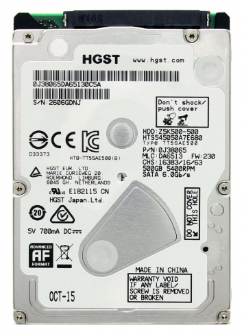 Жесткий диск Hitachi 0J38065 500Gb 5400 SATAII 2,5" HDD