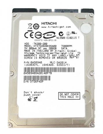 Жесткий Диск Hitachi 0A50940 200Gb SATA 2,5" HDD