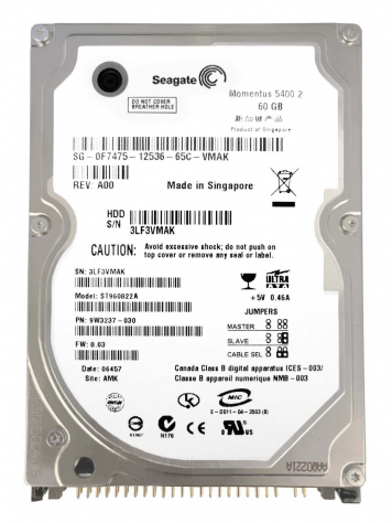 Жесткий диск Seagate 9W3237 60Gb 5400 IDE 2,5" HDD
