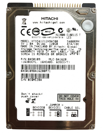 Жесткий диск Hitachi HTS541212H9AT00 120Gb 5400 IDE 2,5" HDD