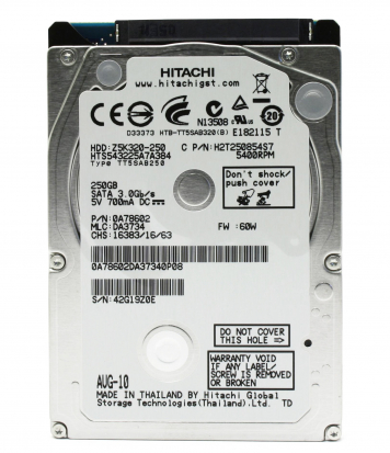 Жесткий Диск Hitachi HTS543225A7A384 250Gb 5400 SATAII 2,5" HDD