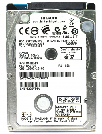 Жесткий диск Hitachi 0A78743 320Gb 7200 SATAII 2,5" HDD