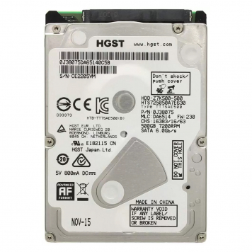 Жесткий диск HGST 0J38075 500Gb 7200 SATAIII 2,5" HDD