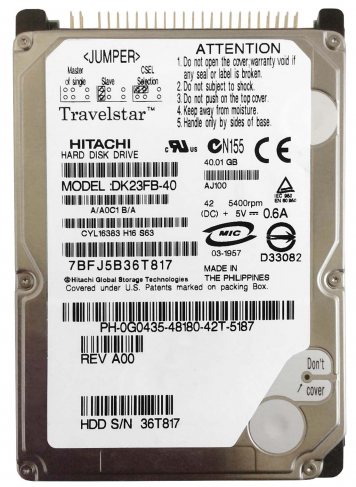 Жесткий диск Hitachi 0G0435 40Gb 5400 IDE 2,5" HDD