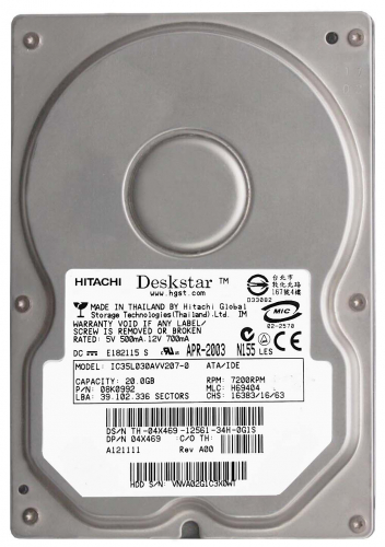 Жесткий диск Hitachi IC35L030AVV207-0 30GB IDE 3,5" HDD