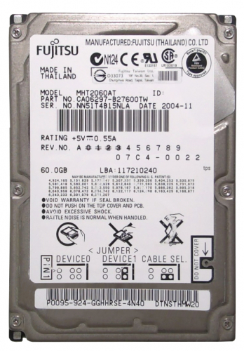 Жесткий диск Fujitsu CA06297-B27600TW 60Gb 4200 IDE 2,5" HDD