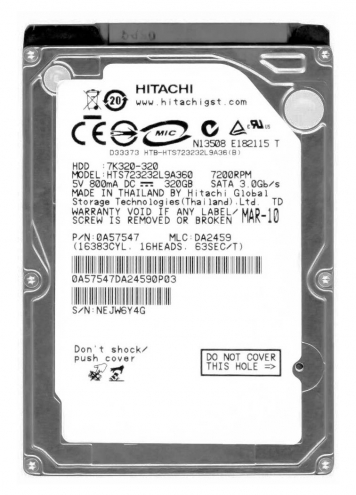 Жесткий диск Hitachi 0A57547 320Gb 7200 SATAII 2,5" HDD