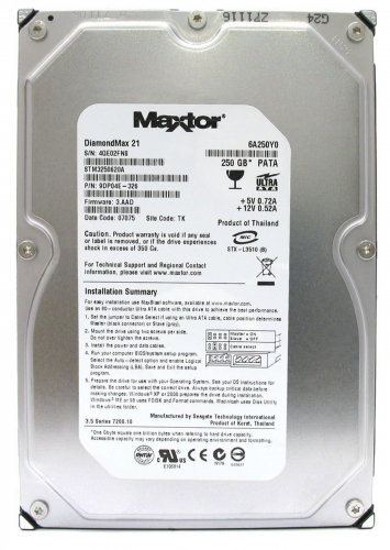 Жесткий диск Maxtor 9DP04E 250Gb 7200 IDE 3.5" HDD