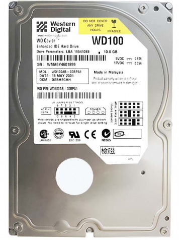 Жесткий диск Western Digital WD100AB 10Gb 5400 IDE 3.5" HDD