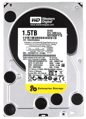 Жесткий Диск Western Digital WD1503FYYS 1,5Tb SATAIII 3.5" HDD