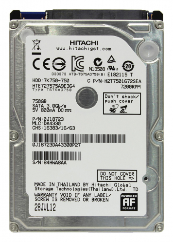 Жесткий диск HGST 0J18723 750Gb 7200 SATAII 2,5" HDD