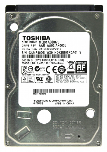 Жесткий диск Toshiba HDKBB97R0A01 750Gb 5400 SATAII 2,5" HDD